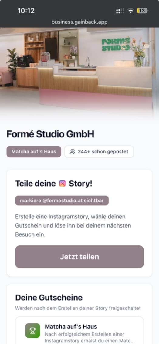 Formé Story-Screen mit 244+ schon gepostet